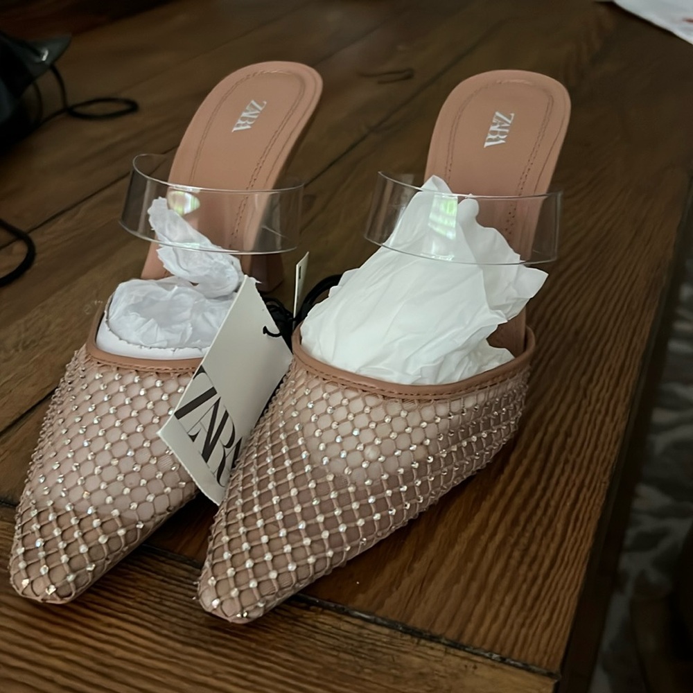Zara VINYL MESH HEELED Mule